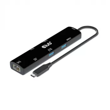 CLUB3D USB4™ Gen3x2 Type-C, 6-in-1-keskitin HDMI™ 8K60Hz tai 4K120Hz, 2xUSB Type-A(10G), Ethernet RJ45(2.5G) ja 2xUSB Type-C, 1x Data(10G) ja 1xPD3.0 lataus 100 W