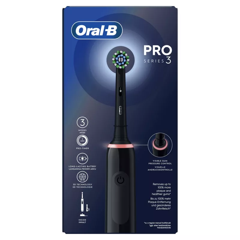 Oral-B Pro 3 Pro3 3000 aikuisten pyörivä-värähtelevä hammasharja musta