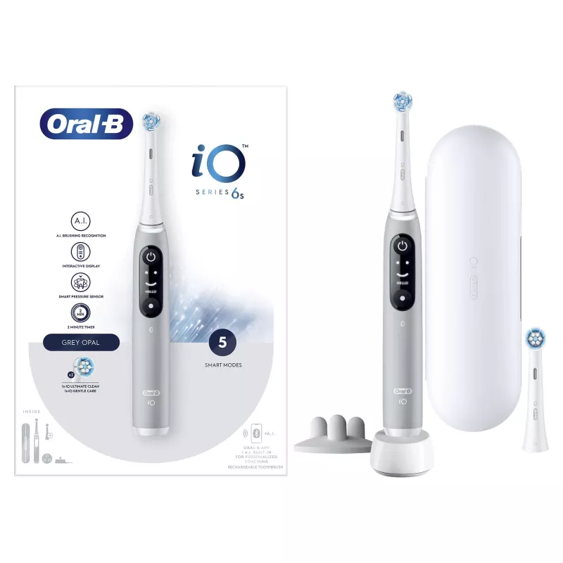 Oral-B iO 6S aikuisten värähtelevä hammasharja harmaa, valkoinen