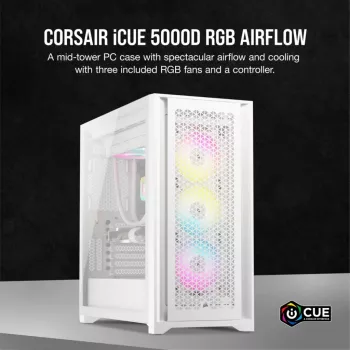 PC-kotelo Corsair iCUE 5000D RGB Airflow Midi-Tower valkoinen