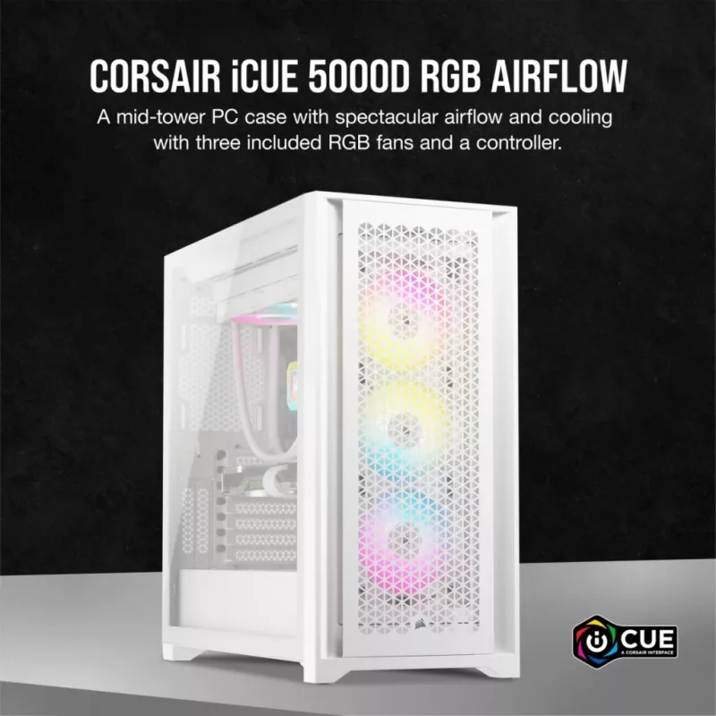 PC-kotelo Corsair iCUE 5000D RGB Airflow Midi-Tower valkoinen