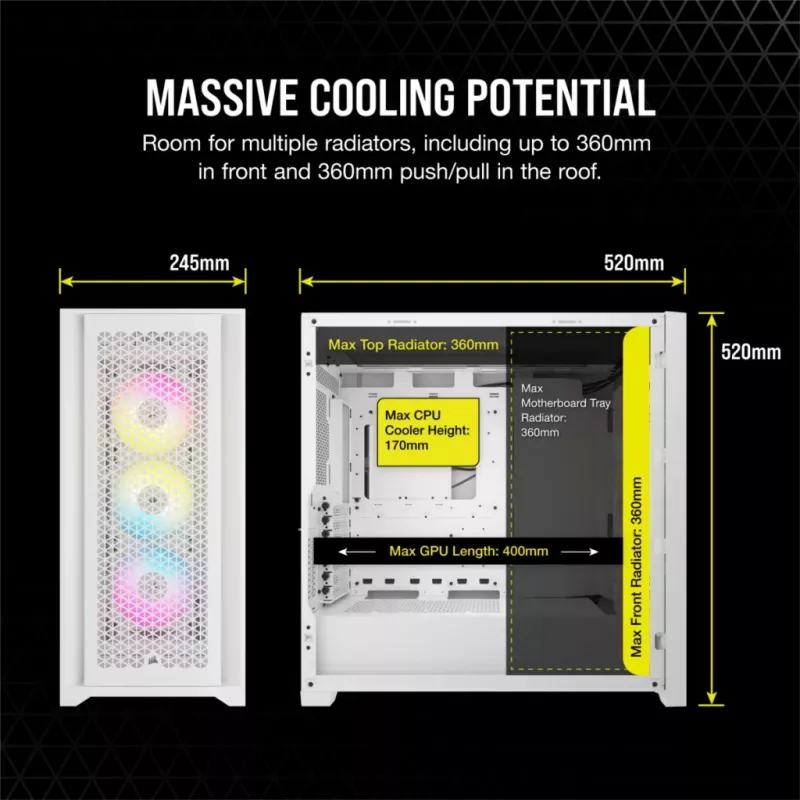 PC-kotelo Corsair iCUE 5000D RGB Airflow Midi-Tower valkoinen