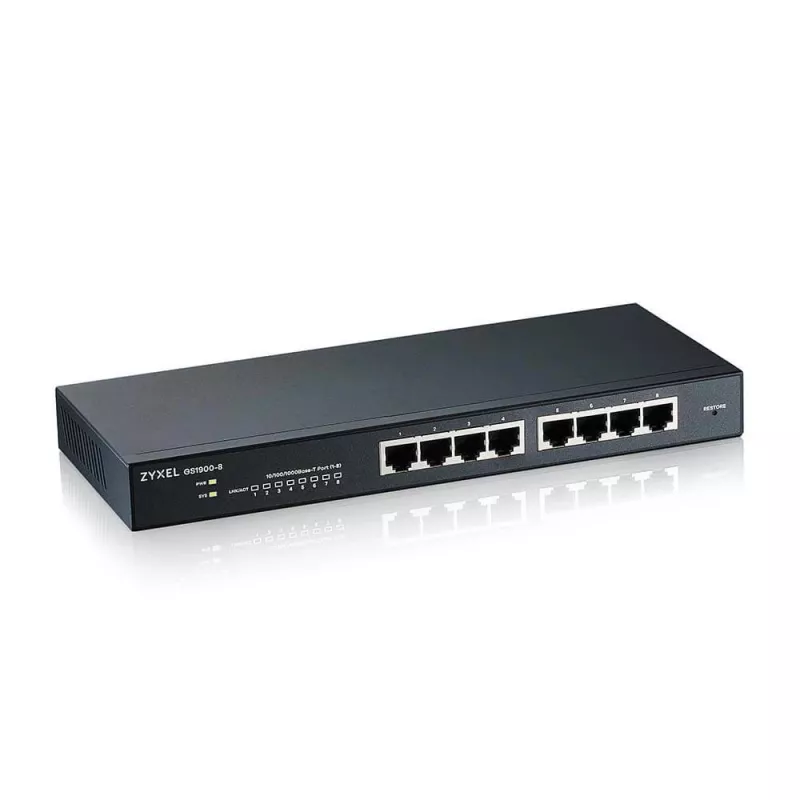 Zyxel GS1900-8 Managed L2 Gigabit Ethernet (10/100/1000) musta