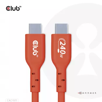 CLUB3D USB2 Type-C kaksisuuntainen USB-IF-sertifioitu kaapeli datalle 480Mb, PD 240W (48V/5A) EPR M/M 1m / 3.23 ft