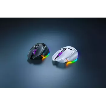 Pelihiiri Razer Basilisk V3 Pro — oikeakätinen, optinen 30 000 DPI, RF Wireless/Bluetooth/USB-C, valkoinen