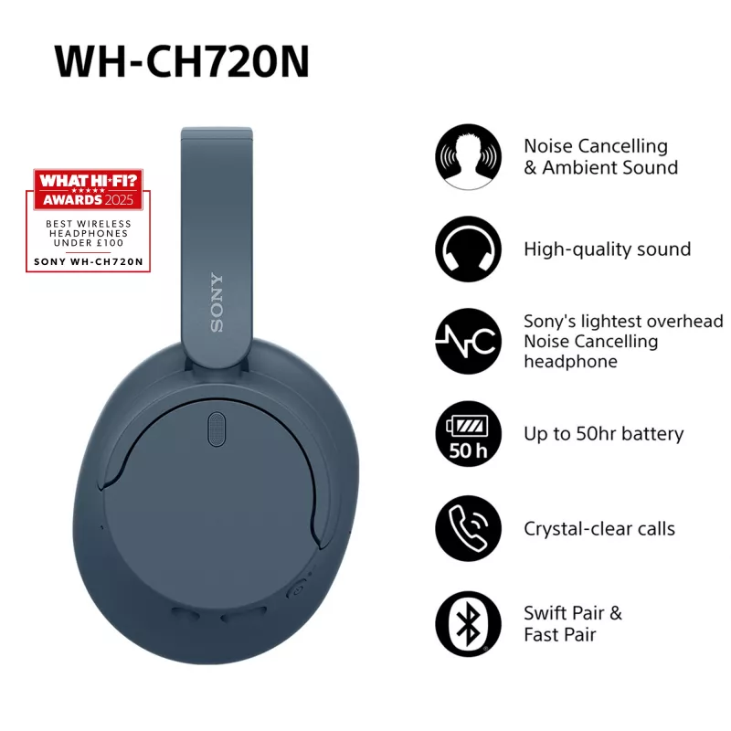 Sony WH-CH720N langattomat vastamelukuulokkeet, sininen