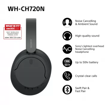 Sony WH-CH720N langattomat melua vaimentavat kuulokkeet, musta (WHCH720NB.CE7)