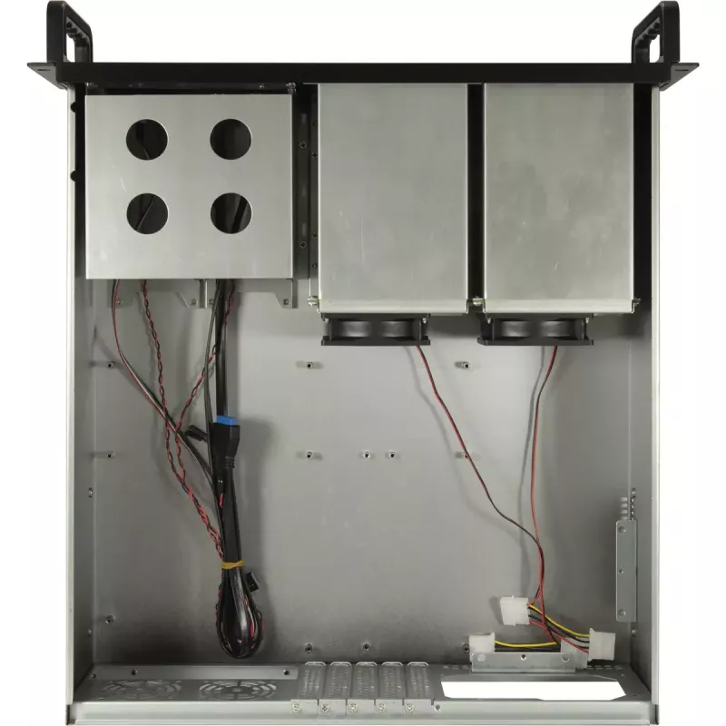 Inter-Tech IPC 3U-3508 tallennuspalvelinkotelo, 48,3 cm telineeseen 3U, ATX, SATA/SAS Hot-Swap, 2x 5,25 tuuman ulkoinen paikka, ilman virtalähdettä, musta