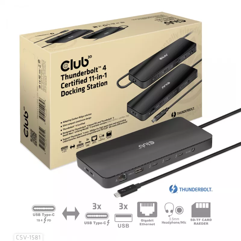 Telakointiasema CLUB3D Thunderbolt 4 Certified 11-in-1 140W