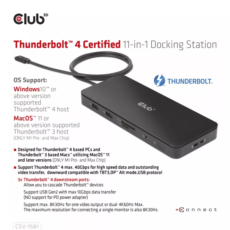 Telakointiasema CLUB3D Thunderbolt 4 Certified 11-in-1 140W