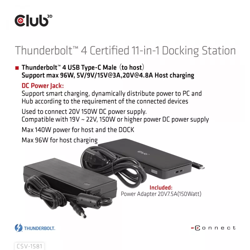 Telakointiasema CLUB3D Thunderbolt 4 Certified 11-in-1 140W