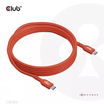 CLUB3D USB2 Type-C kaksisuuntainen USB-IF-sertifioitu datakaapeli 480Mb, PD 240W(48V/5A) EPR M/M 3m / 9.84 ft