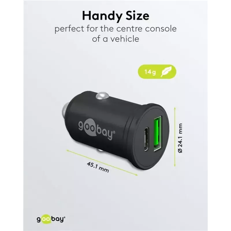 Goobay Dual-USB auto-pikalaturi USB-C PD 45W musta