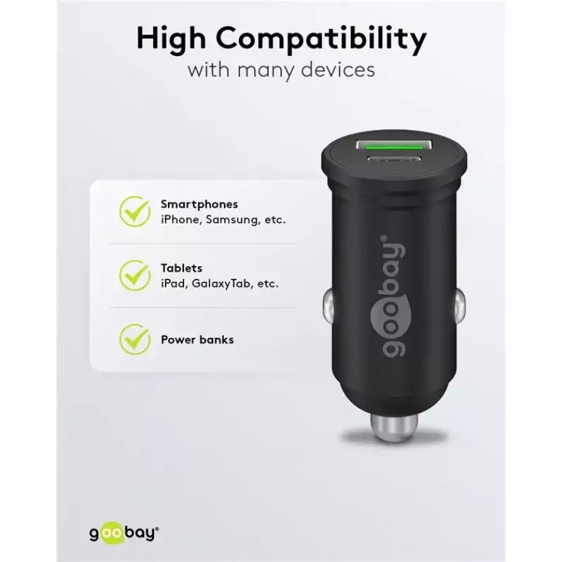 Goobay Dual-USB auto-pikalaturi USB-C PD 45W musta