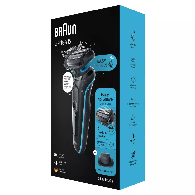 Braun Series 5 51-M1200s miesten parranajokone kalvoparranajokone trimmeri musta, sininen