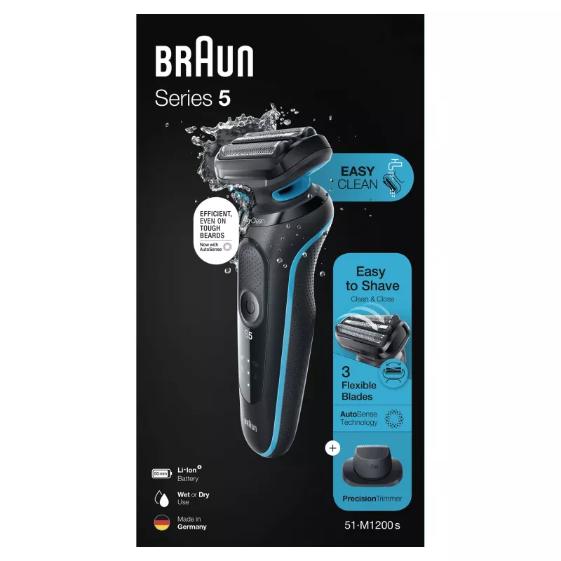 Braun Series 5 51-M1200s miesten parranajokone kalvoparranajokone trimmeri musta, sininen