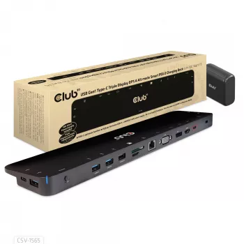 CLUB3D USB Gen1 Type-C kolmen näytön DP1.4 Alt mode Smart PD3.0 -lataustelakka 100 watin virtalähteellä