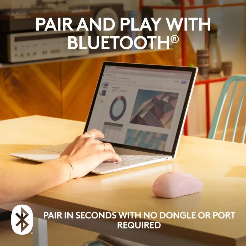 LOGITECH M240 hiljainen hiiri - Bluetooth - pinkki