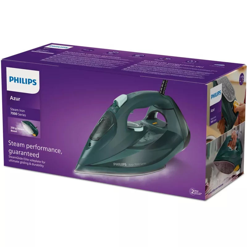 Philips 7000-sarja DST7050/70 silitysrauta höyrysilitysrauta SteamGlide Elite silityspohja 2800 W vihreä