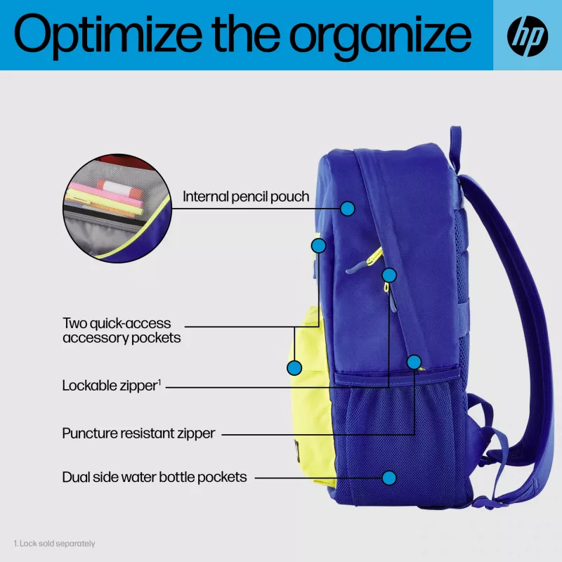 Casual reppu HP Campus Blue Backpack sininen keltainen polyesteri 295x185x435mm