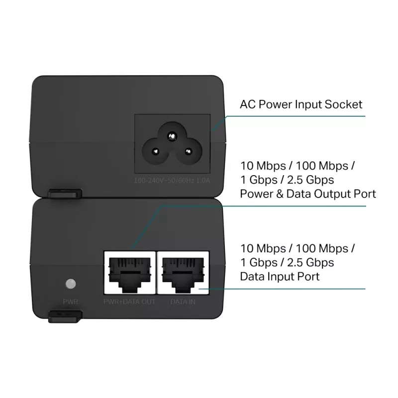 TP-Link Omada 2.5G PoE+ -injektori adapteri