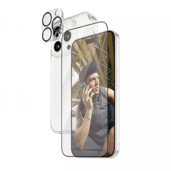 PanzerGlass 3-in-1-paketti iPhone 15 Pro Tempered Glass läpinäkyvä