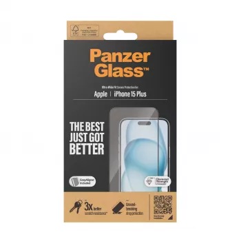 PanzerGlass ® näytönsuojakalvo iPhone 15 Plus | Ultra-Wide Fit EasyAlignerilla