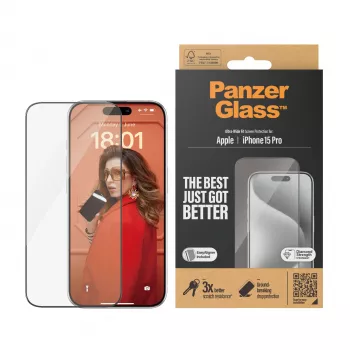 PanzerGlass ® näytönsuojakalvo iPhone 15 Pro | Ultra-Wide Fit EasyAlignerilla