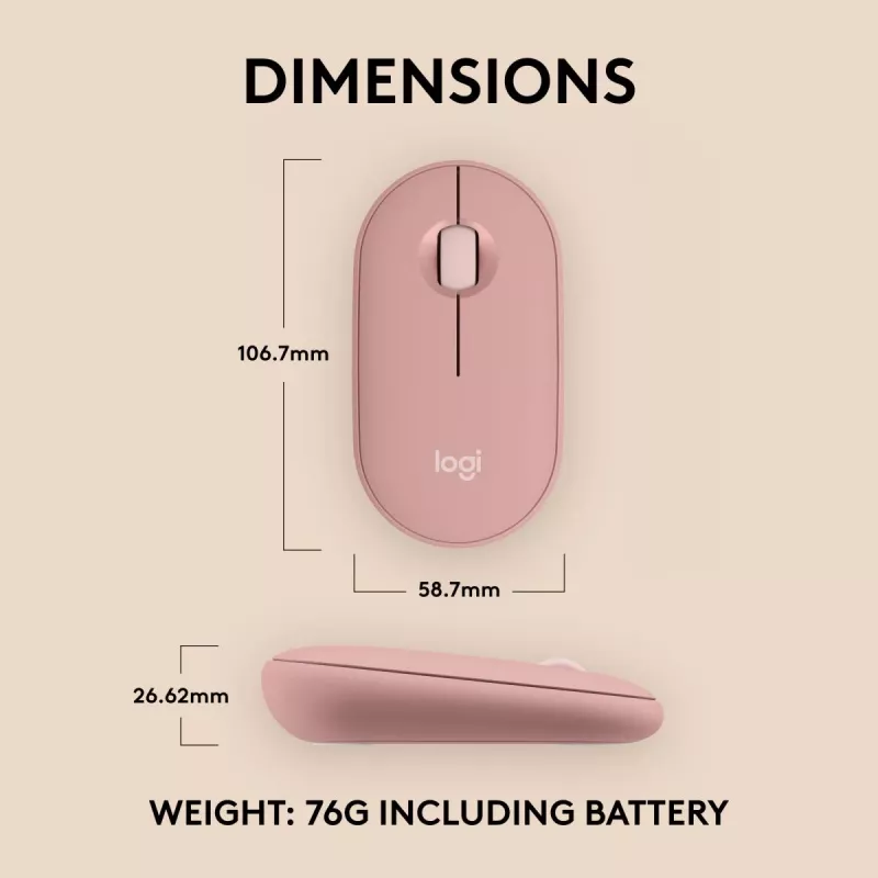 LOGITECH Pebble 2 M350s langaton optinen hiiri rose