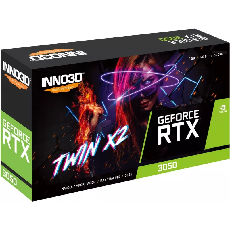 INNO3D näytönohjain NVIDIA GeForce RTX 3050 Twin X2 GDDR6 8GB PCIe
