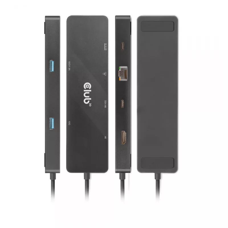 CLUB3D USB3.2 Gen2 Type-C, 6-in-1 kannettava Dual-Display-telakka, USB Type-C video 4K60Hz