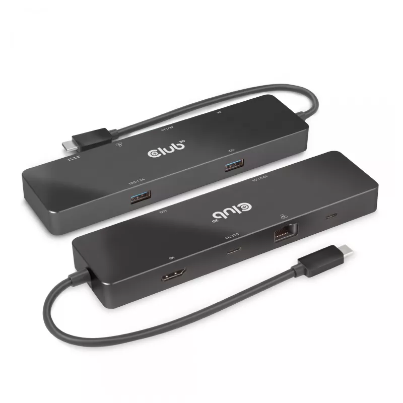 CLUB3D USB3.2 Gen2 Type-C, 6-in-1 kannettava Dual-Display-telakka, USB Type-C video 4K60Hz
