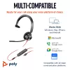 HP Poly Blackwire 3315 mono USB-C -kuulokemikrofoni + 3,5 mm liitin + USB-C/A-sovitin