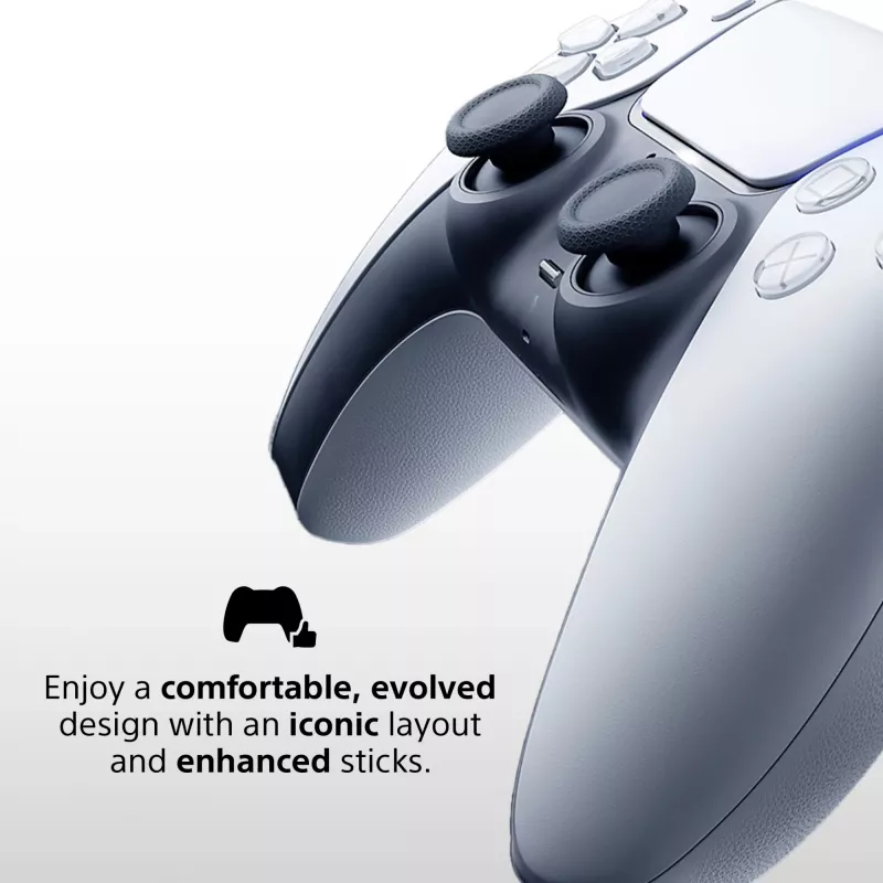 Peliohjain Sony DualSense Wireless Controller V2 – PlayStation 5, Bluetooth/USB, USB-C, sisäänrakennettu akku, valkoinen