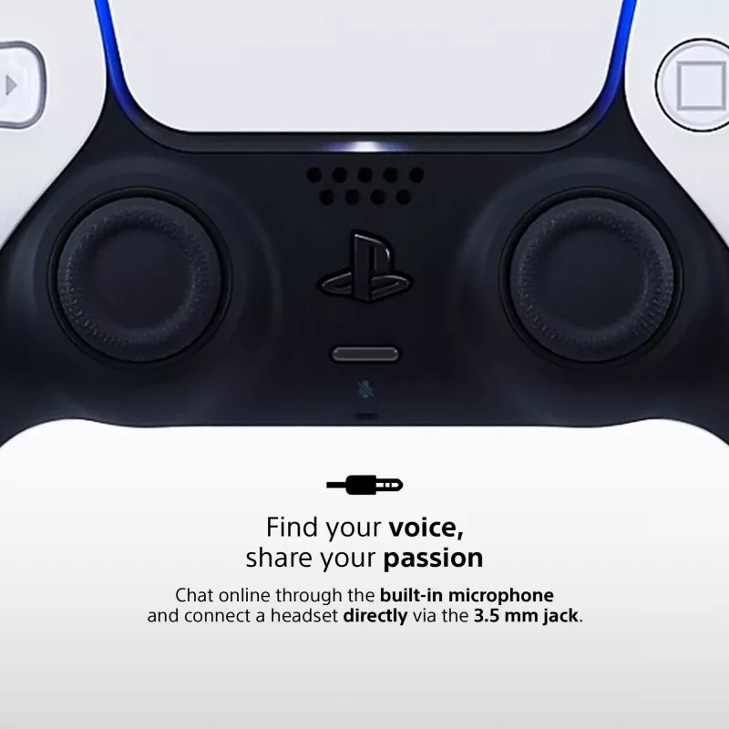 Peliohjain Sony DualSense Wireless Controller V2 – PlayStation 5, Bluetooth/USB, USB-C, sisäänrakennettu akku, valkoinen