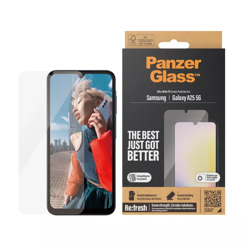 PanzerGlass ® näytönsuojakalvo Samsung Galaxy A25 5G | Ultra-Wide Fit EasyAlignerilla