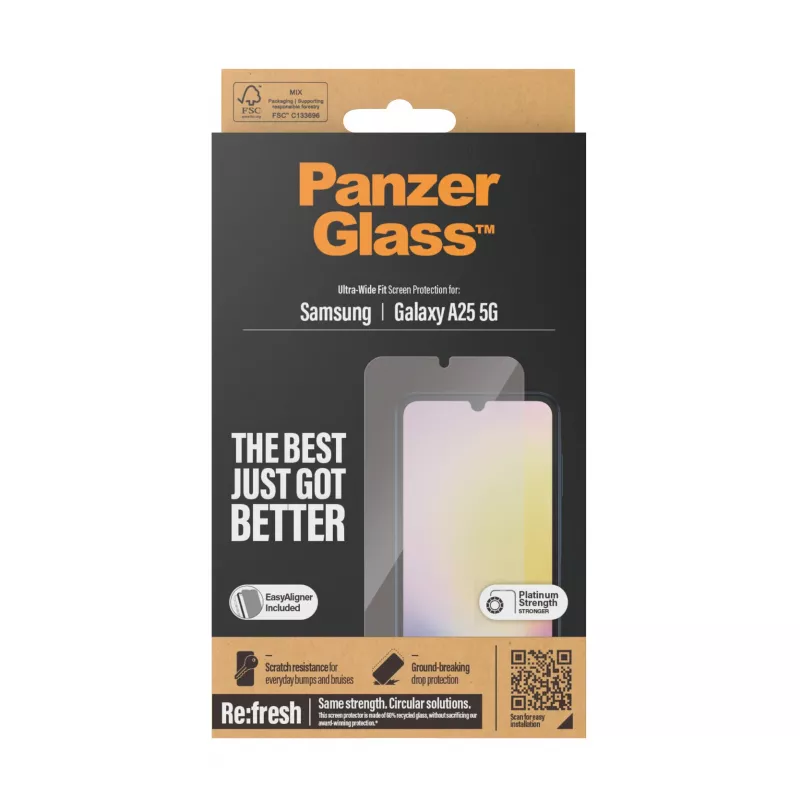 PanzerGlass ® näytönsuojakalvo Samsung Galaxy A25 5G | Ultra-Wide Fit EasyAlignerilla