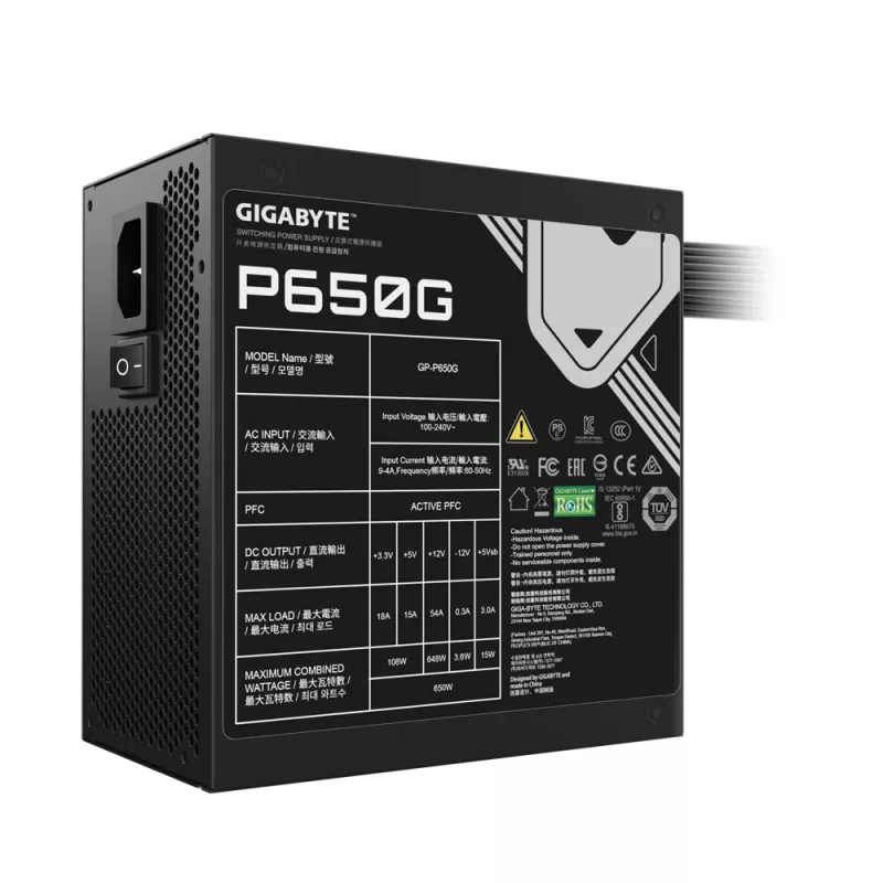 GIGABYTE GP-P650G virtalähde 650 W 20+4 pin ATX ATX musta