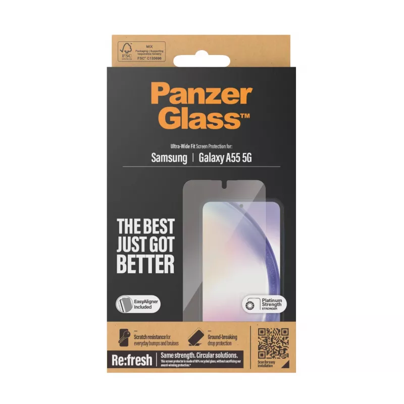 PanzerGlass® näytönsuojakalvo Samsung Galaxy A55 5G | Ultra-Wide Fit EasyAlignerilla
