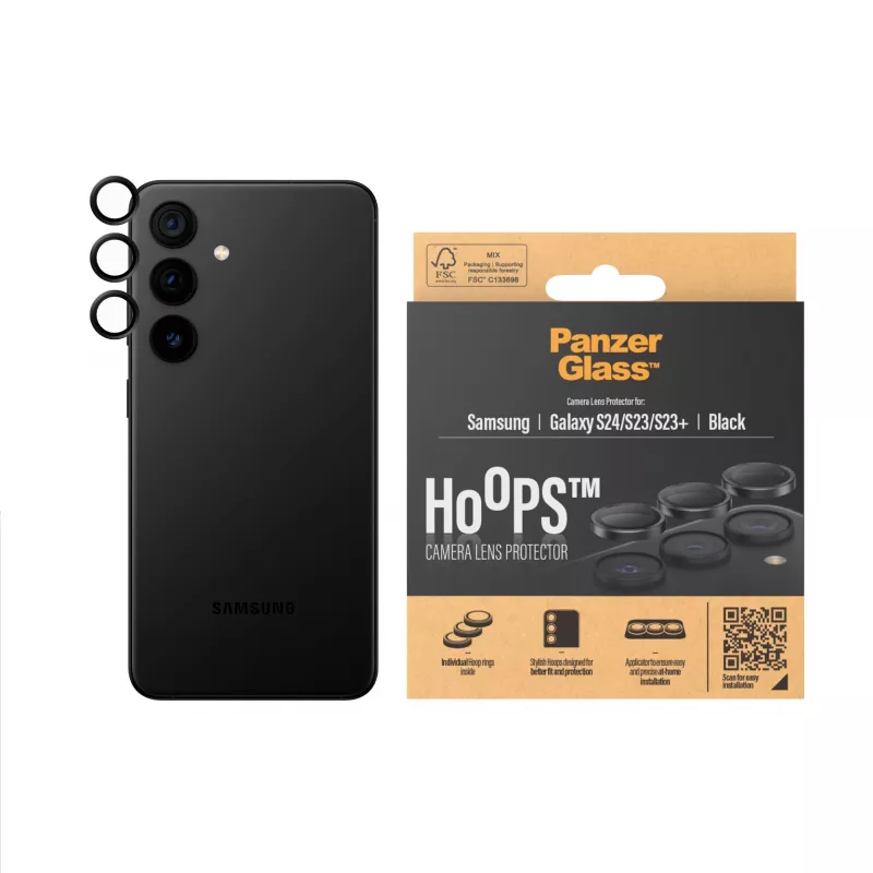 PanzerGlass® Hoops® kameran linssinsuoja musta Samsung Galaxy S24 | S23 | S23+