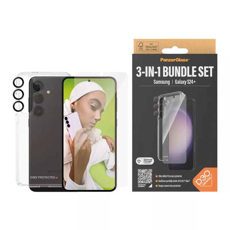 PanzerGlass® 3-in-1-suojapakkaus Samsung Galaxy S24+ | Ultra-Wide Fit EasyAlignerilla