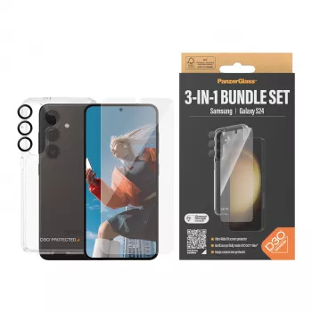 3-in-1-suojapakkaus PanzerGlass Samsung Galaxy S24 Ultra Wide Fit naarmuuntumaton ja iskunkestävä