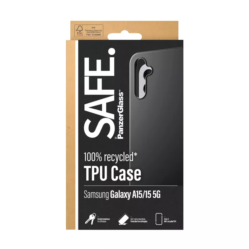 PanzerGlass SAFE. by ® TPU-kotelo Samsung Galaxy A15 | A15 5G | musta