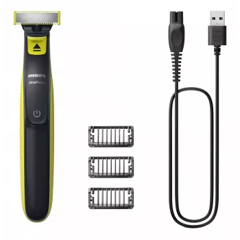 Kalvosleikkuri Philips Norelco OneBlade QP2724/10 — kalvosleikkuri, 1 terä, USB-ladattava, märkä & kuiva, pestävä, 45 min käyttöaika, harmaa/limetinvihreä