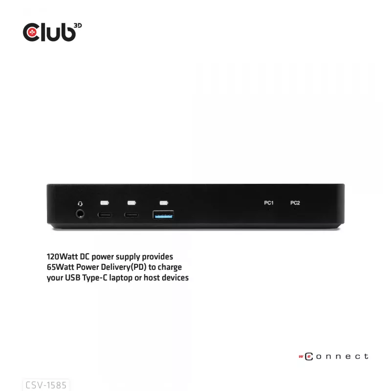 CLUB3D DisplayPort/HDMI KVM-kytkin/telakka 4K60Hz USB Type-C-tuloille