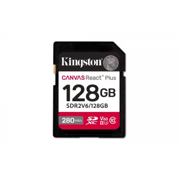 Kingston Technology 128 GB Canvas React Plus SDXC UHS-II 280R/100W U3 V60 Full HD/4K