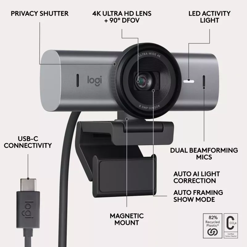 Verkkokamera Logitech MX Brio 705 8,5 MP 4K Ultra HD USB 3.2