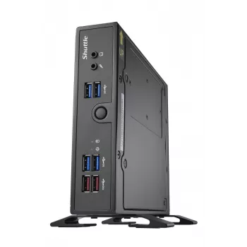 Shuttle XPC slim -barebone DS50U, Intel Celeron 7305, 2x LAN (1x 2,5 Gbit, 1x 1 Gbit), 1x COM, 1x HDMI, 1x DP, 1x VGA, tuuletinon, 24/7 jatkuva käyttö