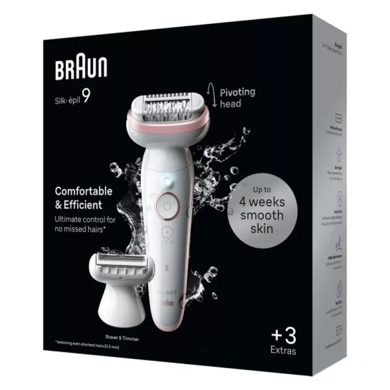Braun Silk-epil 9 9-030 epilaattori, 40 pinsettiä, valkoinen