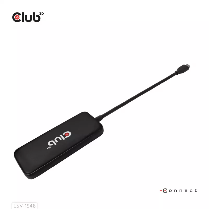 Club3D CSV-1548 USB-C-keskitin, 4x USB-C 10 Gbps, 100W PD, musta